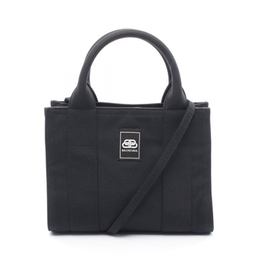 BALENCIAGA TRADE XS Hand Tote shoulder crossbody Bag 620882 canvas Black Used