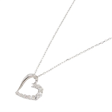 JEWELRY Heart motif Diamond Necklace 18KWG White Gold Used Women Pendant