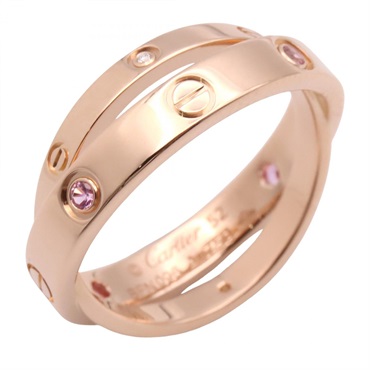 CARTIER Be Love Ring 18KPG Pink Rose Gold Pink sapphire Diamond Used US size 6