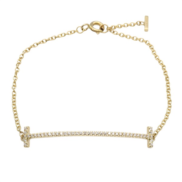 TIFFANY＆CO T Smile Medium Bracelet Diamond 18KYG Yellow Gold Used Women