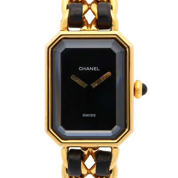 CHANEL Premiere M Wrist Watch H0001 Quartz Gold Plated leather Used Women