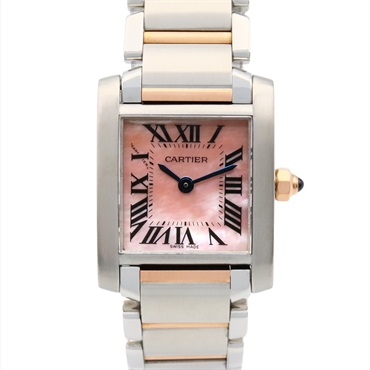 CARTIER Tank francaise SM Wrist Watch W51027Q4 Quartz 18KPG Gold SS Used Women