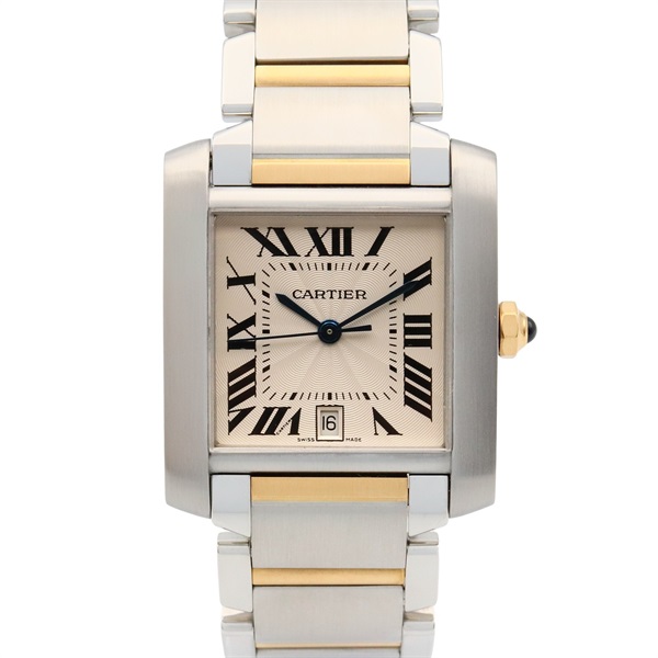 CARTIER Tank francaise LM Wrist Watch W51005Q4 Automatic 18KYG Gold SS Used mens