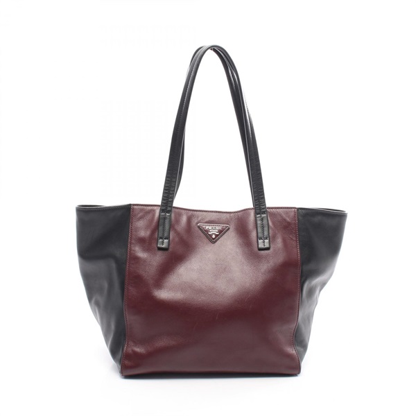 PRADA Shoulder Tote Bag BR5109 leather Black Bordeaux Used Women
