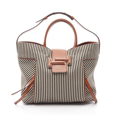 TOD'S Double T Shoulder Bag XBWDOTA130 OKZ94Q77 Canvas Leather Black Beige Brown