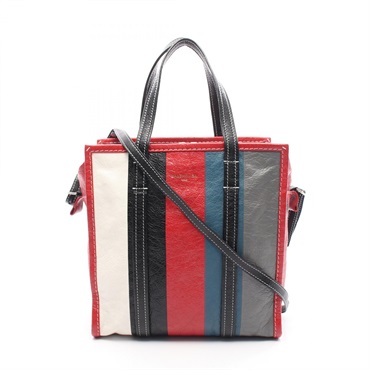 BALENCIAGA BAZAR SHOPPER S Shoulder Tote Bag 443096 leather Red Multicolor Used