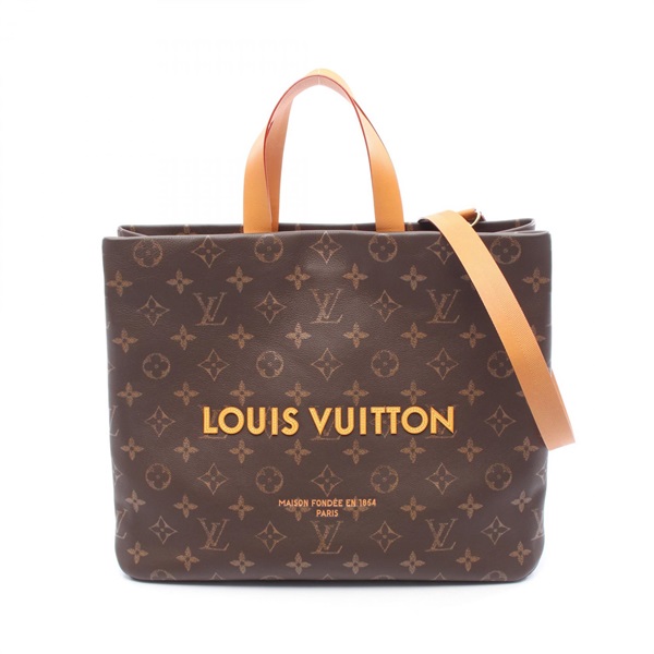 LOUIS VUITTON Shopper Tote MM shoulder Bag M13928 Monogram leather Brown Used