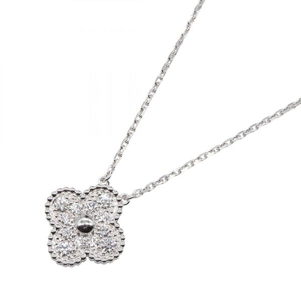 Van Cleef & Arpels Vintage Alhambra Diamond Necklace 18KWG White Gold Used women