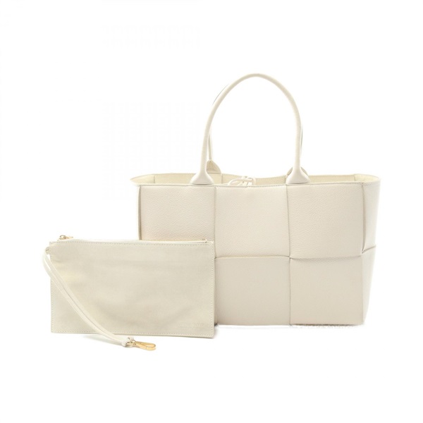 BOTTEGA VENETA Arco Maxi Intrecciato Tote Bag 652867 Calfskin White Used
