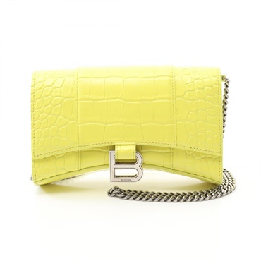 BALENCIAGA Hourglass Crossbody Chain Shoulder Bag 656050 Leather Yellow Used