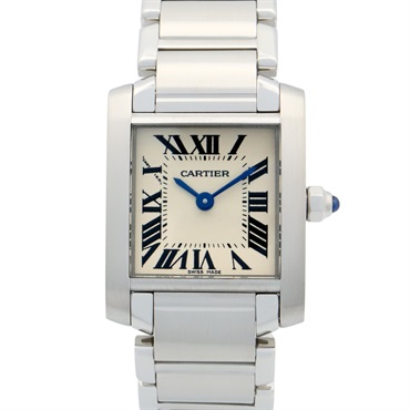 CARTIER Tank francaise SM Wrist Watch W51008Q3 Quartz Stainless Steel Used Women