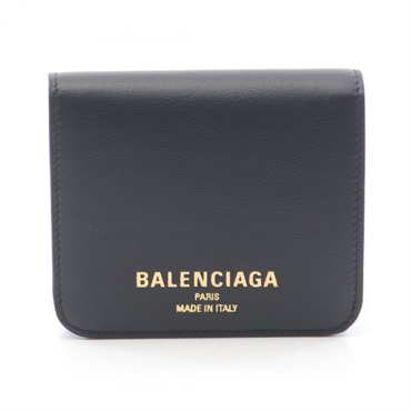 BALENCIAGA Cash 2.0 Bi-fold wallet 8109012ABGH1000 leather Black NEW Women