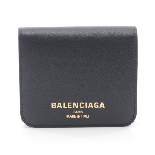 BALENCIAGA Cash 2.0 Bi-fold wallet 8109012ABGH1000 leather Black NEW Women