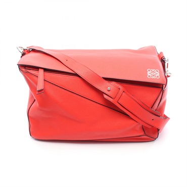 LOEWE Puzzle Shoulder Bag crossbody leather Red Used Women