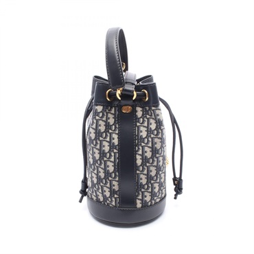 Christian Dior Oblique Rucksack Backpack canvas leather Navy Gray Used Women