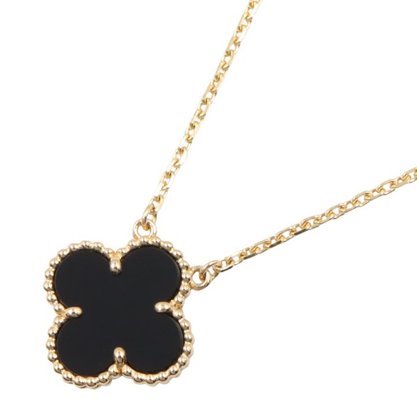 Van Cleef & Arpels Vintage Alhambra Onyx Necklace 18KYG Gold Black Used women