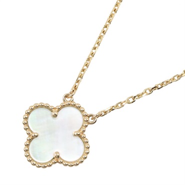 Van Cleef & Arpels Vintage Alhambra Mother of Pearl Necklace 18KYG Gold White