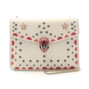 BVLGARI Serpenti Forever Chain Shoulder Bag leather White Multicolor Used Women