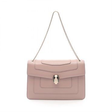 BVLGARI Serpenti Chain Shoulder Bag Leather Pink Used Women