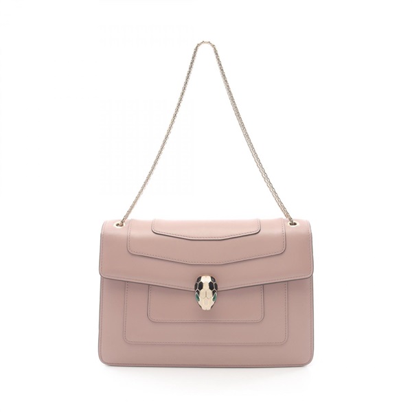 BVLGARI Serpenti Chain Shoulder Bag Leather Pink Used Women