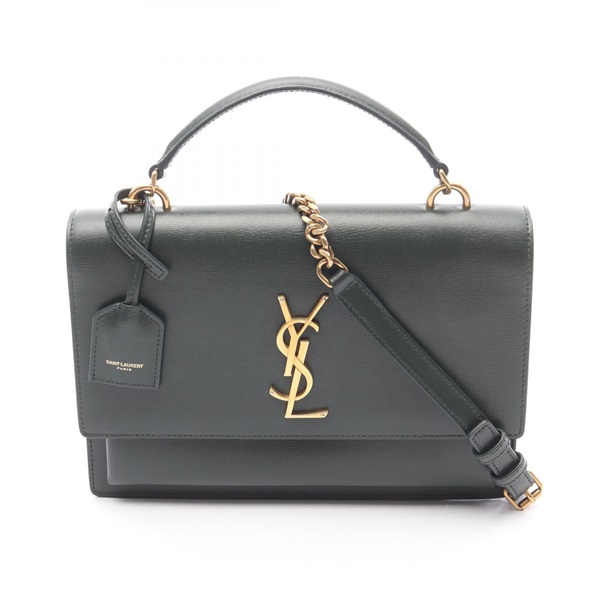 SAINT LAURENT Sunset medium Chain Shoulder Bag 634723 D420W leather Green Used
