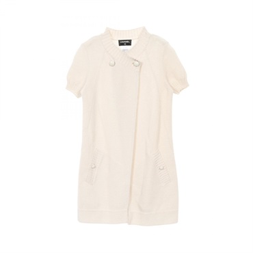CHANEL COCO Mark button cardigan P51283K06578 cotton Beige Used Women #34