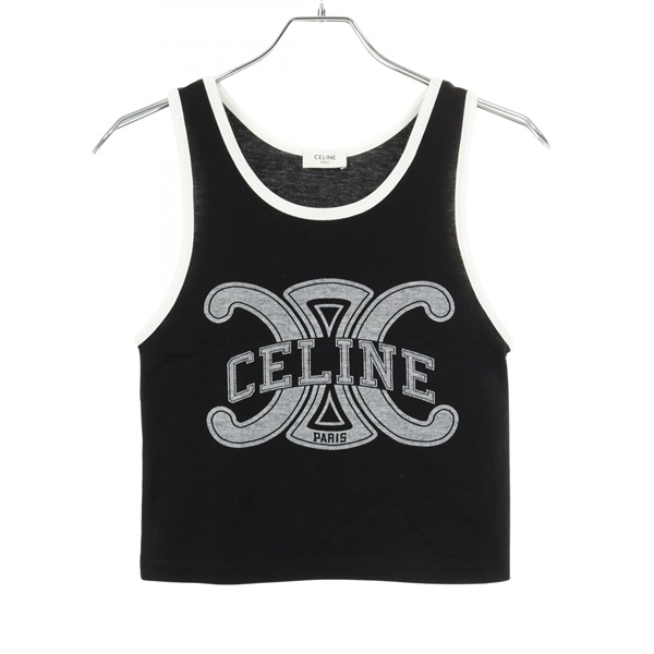 CELINE Triomphe Tank Top 2X33B671Q cotton Black Gray Size S Used Women