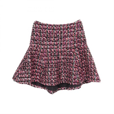 CHANEL tweed skirt P47023V34943 wool cotton Nylon Black Pink Used Women #36 CC