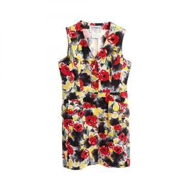 CHANEL Dress sleeveless P07856V05589 cotton Black Red Multicolor Used Women #42