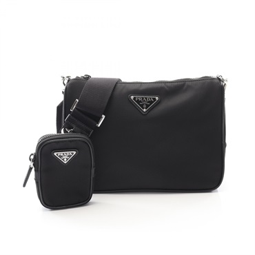 PRADA Re-Nylon Shoulder Bag 2VH113 Nylon Saffiano leather Black Used unisex