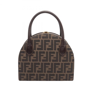 FENDI Zucca Shoulder Handbag canvas leather Brown Used Women