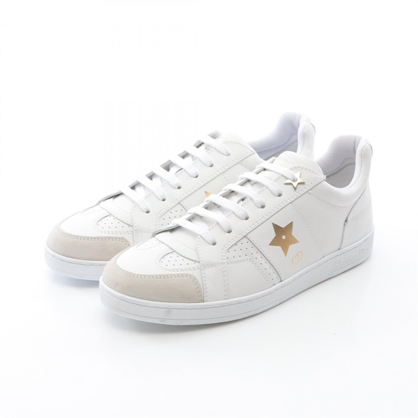 Christian Dior Star sneakers leather Suede White Gray Used Women #36 1/2