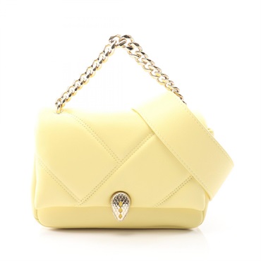BVLGARI Serpenti Cabochon Shoulder Handbag leather Yellow Used Women Crossbody
