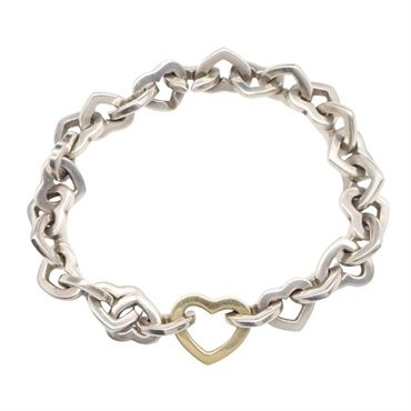 TIFFANY＆CO Heartlink Bracelet Silver925 18KYG Yellow Gold Used 16.5cm