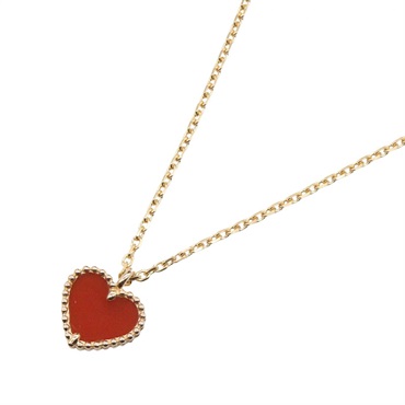 Van Cleef & Arpels Sweet Alhambra Necklace 18KYG Yellow Gold Carnelian Used Red