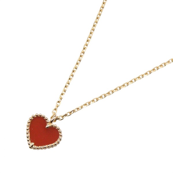 Van Cleef & Arpels Sweet Alhambra Necklace 18KYG Yellow Gold Carnelian Used Red