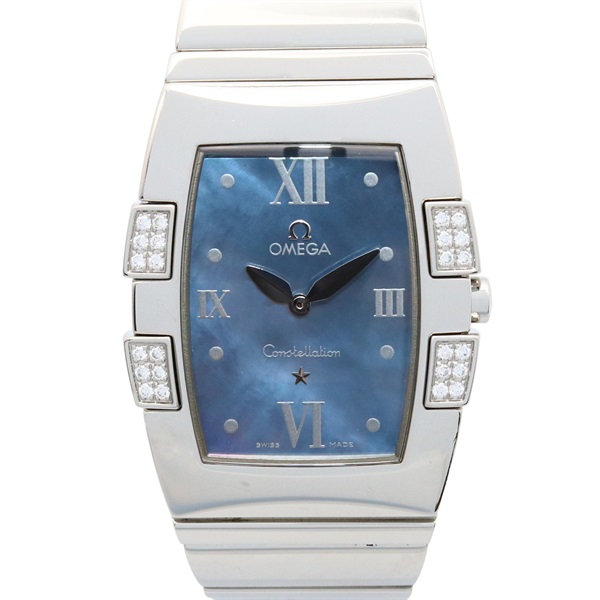 OMEGA Constellation Quadrella Wrist Watch 1586.72 Quartz SS Diamond used mens