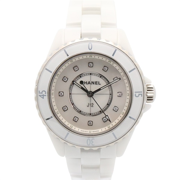 CHANEL J12 12P Diamond Wrist Watch H5704 Quartz ceramic Used Women