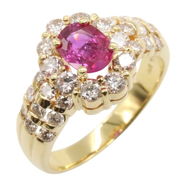 JEWELRY Ruby Diamond Ring 18KYG Yellow Gold Used women US size 6.25