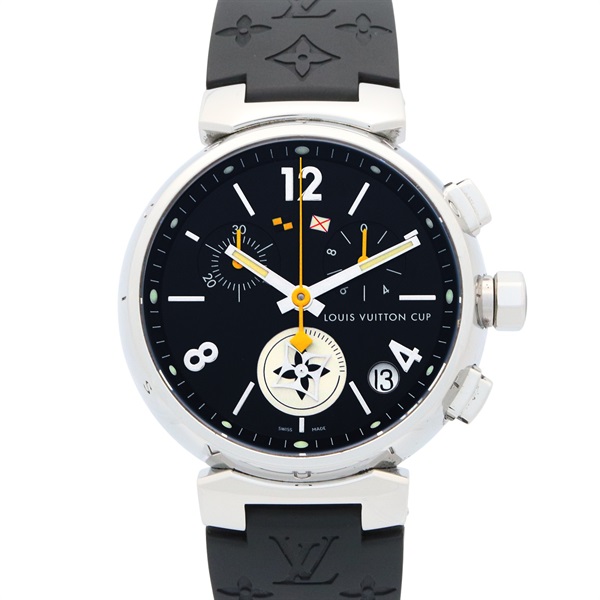 LOUIS VUITTON Tambour Chrono Lovely Cup Wrist Watch Quartz SS Rubber belt mens