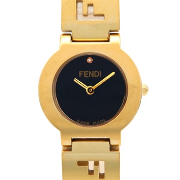 FENDI Stella 1P Diamond Wrist Watch 3060L Quartz Gold Plated Used Women