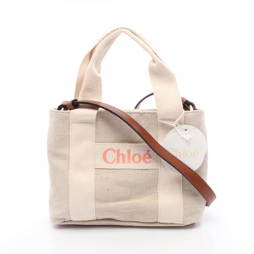 Chloe 2Way Shoulder Tote Handbag C20424Z40 Canvas Beige NEW Women
