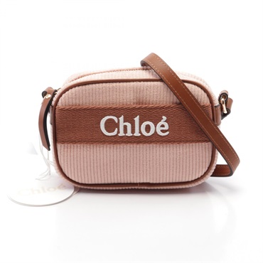 Chloe Crossbody Shoulder Bag C20273454 Leather Canvas Corduroy Pink Brown NEW