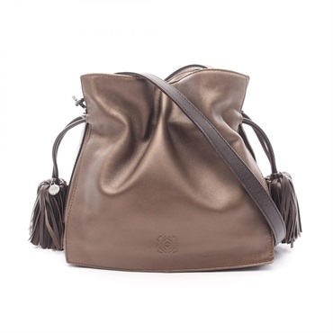 LOEWE Flamenco Crossbody Shoulder Bag Leather Brown Used Women