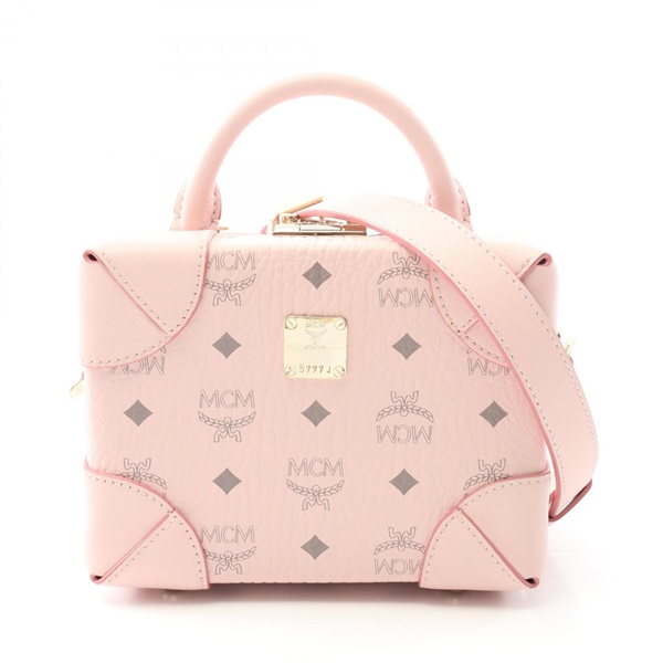 MCM Visetos Vanity Crossbody Shoulder Handbag leather Pink Used Women