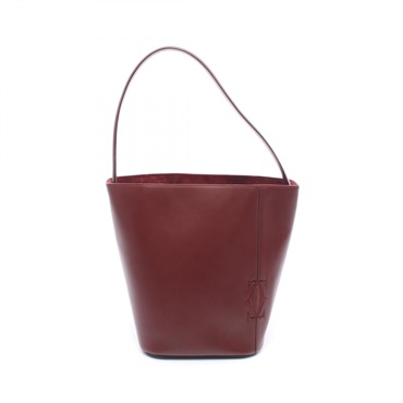 CARTIER Must C Bucket Shoulder Bag Leather Bordeaux Used Women