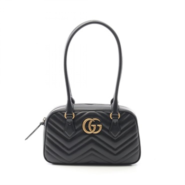 GUCCI GG Marmont Small Top Handle Shoulder Bag leather Black NEW Women