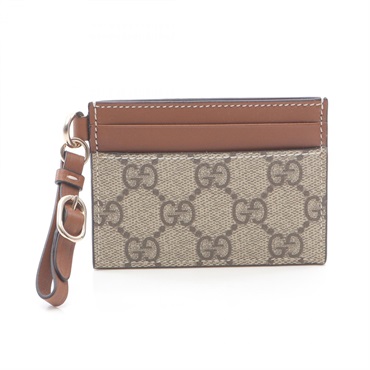 GUCCI GG Emblem Card Case 819121FAD6L9758 leather canvas Beige Brown NEW Women