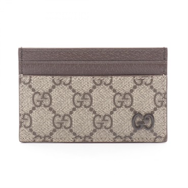 GUCCI GG Supreme Card Case 768248FACQC9773 Canvas Leather Beige Brown NEW mens
