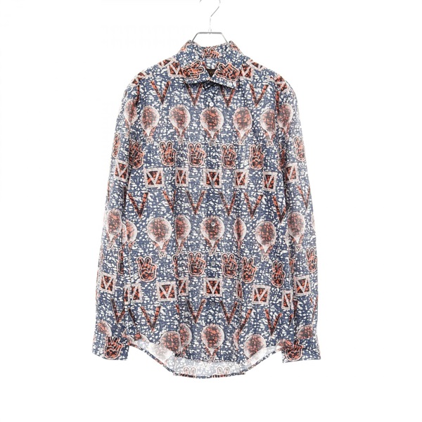 LOUIS VUITTON Peace Symbol Shirt Cotton Navy Multicolor Size M Used mens
